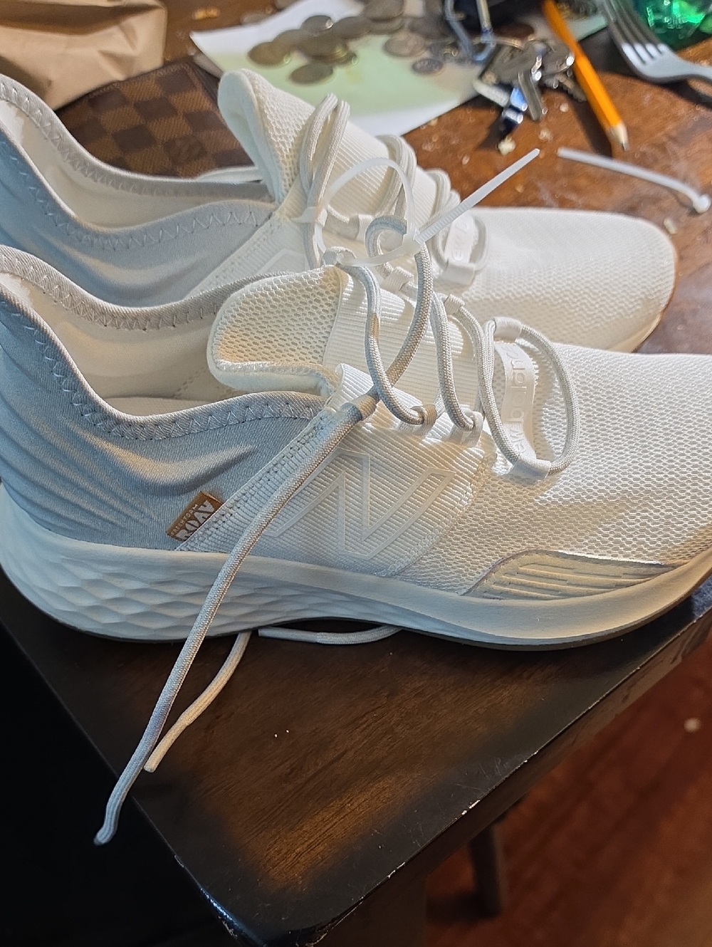 New Balance All-White Lightweight Knit Slip-On Sneakers